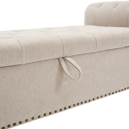 Coolmore Storage Ottoman 55.12 Inches Upholstered Fabric Storage Ottoman Bench,Button Tufted Ottoman with Storage for Living Room,Bedroom End of Bed Bench Withstands 275lbs-海智集-Default-