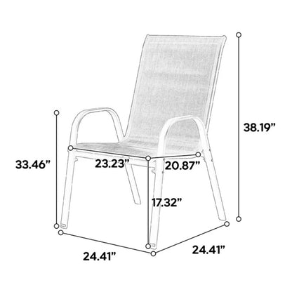 7 Pieces Patio Dining Set, Outdoor Furniture Table and 6 Textilene Chairs, Outdoor Furniture with Rectangular Table and 6 Stackable Chairs Family Conversation Set for Garden Backyard Deck-Brown-海智集-Default-