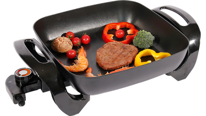 Multifunctional 1500w 28X28cm Aluminum Non Stick Smokeless Electric Frying Pan 6cm Deep Skillet-海智集-