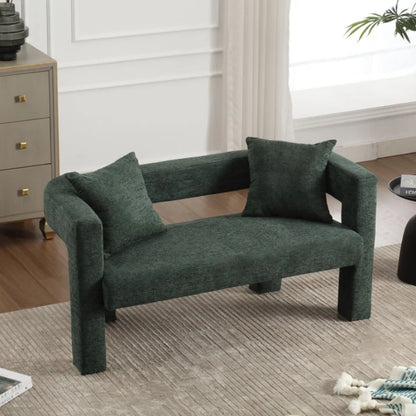 Modern Chenille Loveseat Sofa, Comfy Upholstered 2-Seater, Emerald, Small Accent Couch for Living Room or Bedroom-海智集-Default-