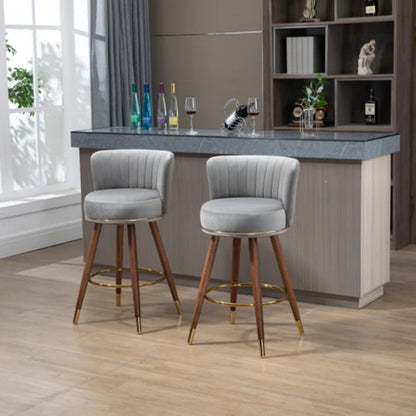 COOLMORE Counter Height Bar Stools Set of 2 for Kitchen Counter Solid Wood Legs with a fixed height of 360 degrees-海智集-Default-