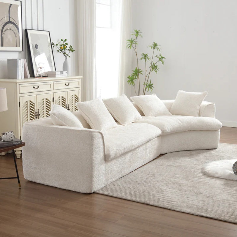 COOLMORE Boucle Sofa 3 Seater for Living Room Oversized Comfy Sofa unique double seat and corner construction for Apartment, Office Right Hand Facing (Beige)-海智集-Default-