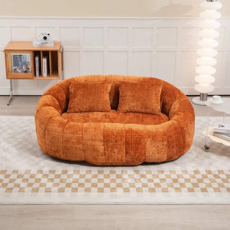 Durable Comfort High Back Bean Bag Sofa Lounger for Adults and Kids, Indoor & Outdoor, Orange Chenille-海智集-Default-