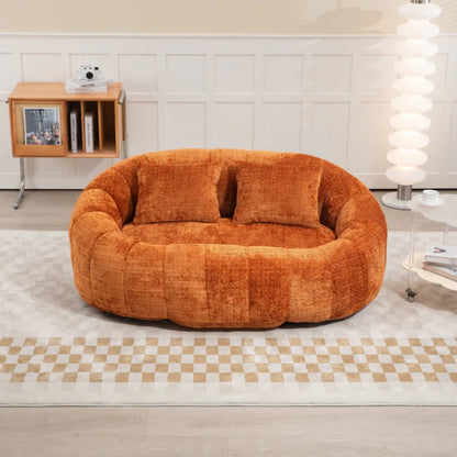 Durable Comfort High Back Bean Bag Sofa Lounger for Adults and Kids, Indoor & Outdoor, Orange Chenille-海智集-Default-