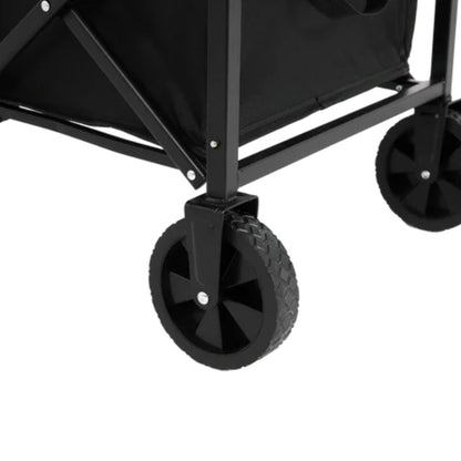 Lightweight Portable Heavy Duty Folding Beach Wagons with Wheels - Outdoor Utility Carts for Grocery, Camping, Shopping, Sports, Garden with Large Capacity-Black-海智集-Default-