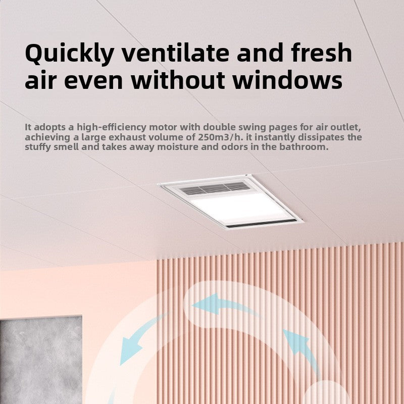 Dedicated Bathroom Heater Integrated Ceiling Exhaust Fan Lighting LED Light All-in-One Five-in-One Bathroom Toilet Warm Air Ventilation-Kitchen & Bathroom-海智集-Dual-core power [key switch] 2550W-