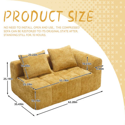 UNITED WE WIN Chenille Loveseat Sofa,Minimalist Modular Couches Sleeper for Living Room Bedroom Apartment Lounge-海智集-Default-