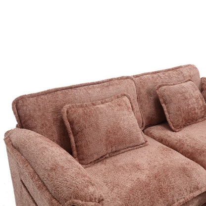 UNITED WE WIN Chenille fabric, removable armrests with side pockets, high density sponge filling, oversized double sofa with footstool-海智集-Default-