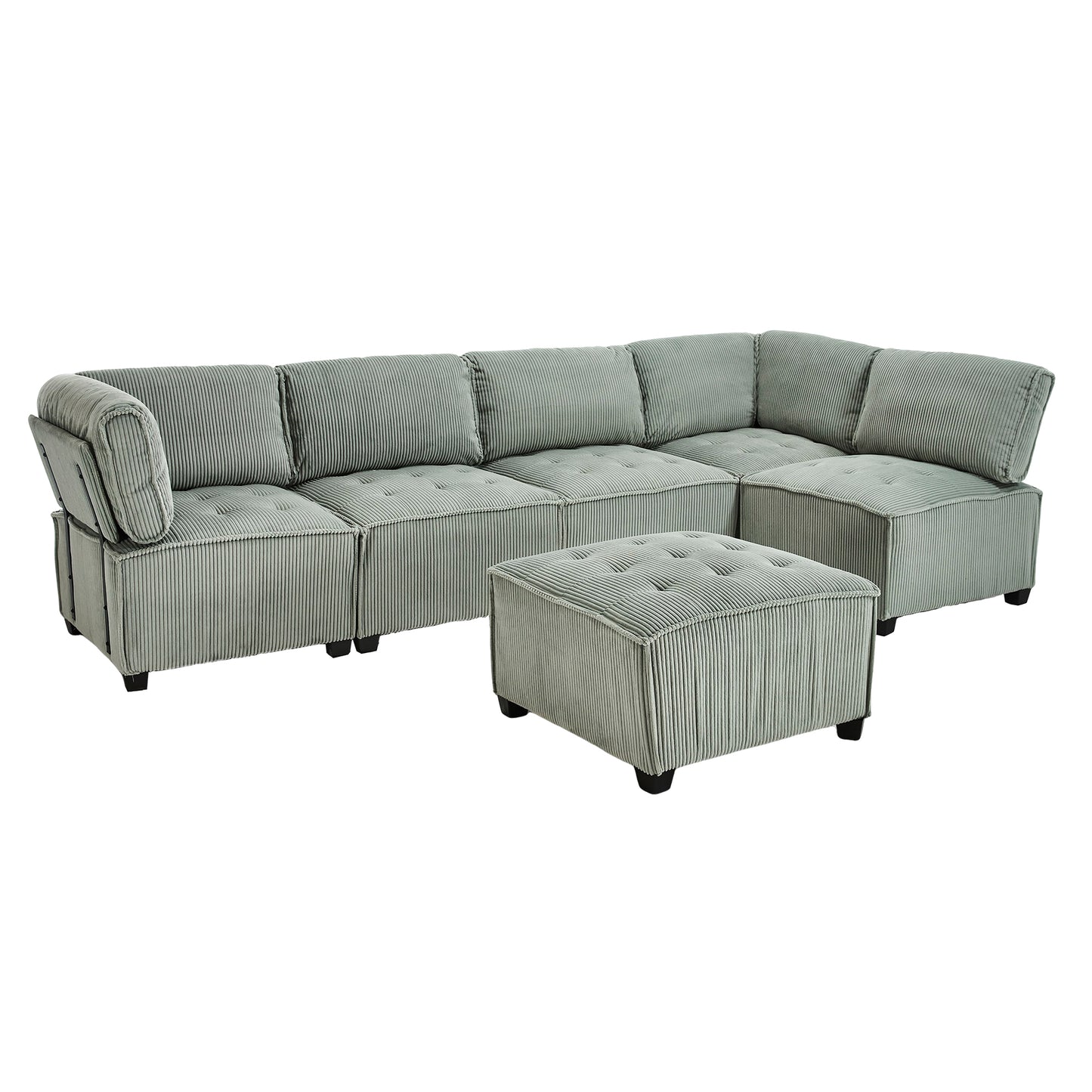 UNITED WE WIN Modular Sectional Sofa U Shaped Modular Couch with Reversible Chaise Modular Sofa Sectional Couch,6- Seat Convertible Sofa,Fit for Living Room-海智集-Default-