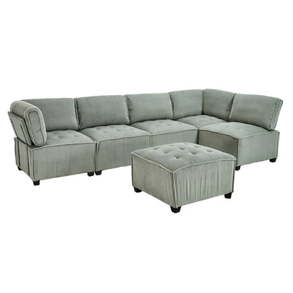 UNITED WE WIN Modular Sectional Sofa U Shaped Modular Couch with Reversible Chaise Modular Sofa Sectional Couch,6- Seat Convertible Sofa,Fit for Living Room-海智集-Default-