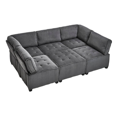 UNITED WE WIN Modular Sectional Sofa U Shaped Modular Couch with Reversible Chaise Modular Sofa Sectional Couch,6- Seat Convertible Sofa,Fit for Living Room-海智集-Default-