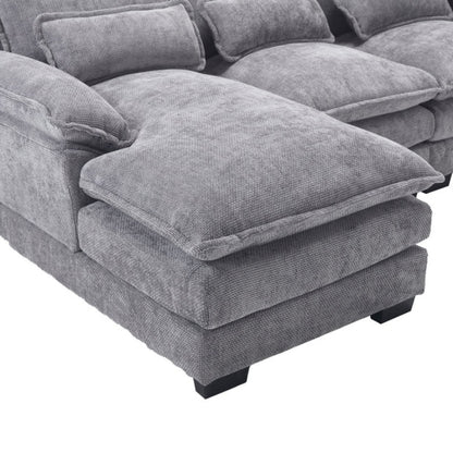 UNITED WE WIN Chenille, high quality sponge filling, solid wood frame, oversized four-seater, U-shaped combination sofa-海智集-Default-