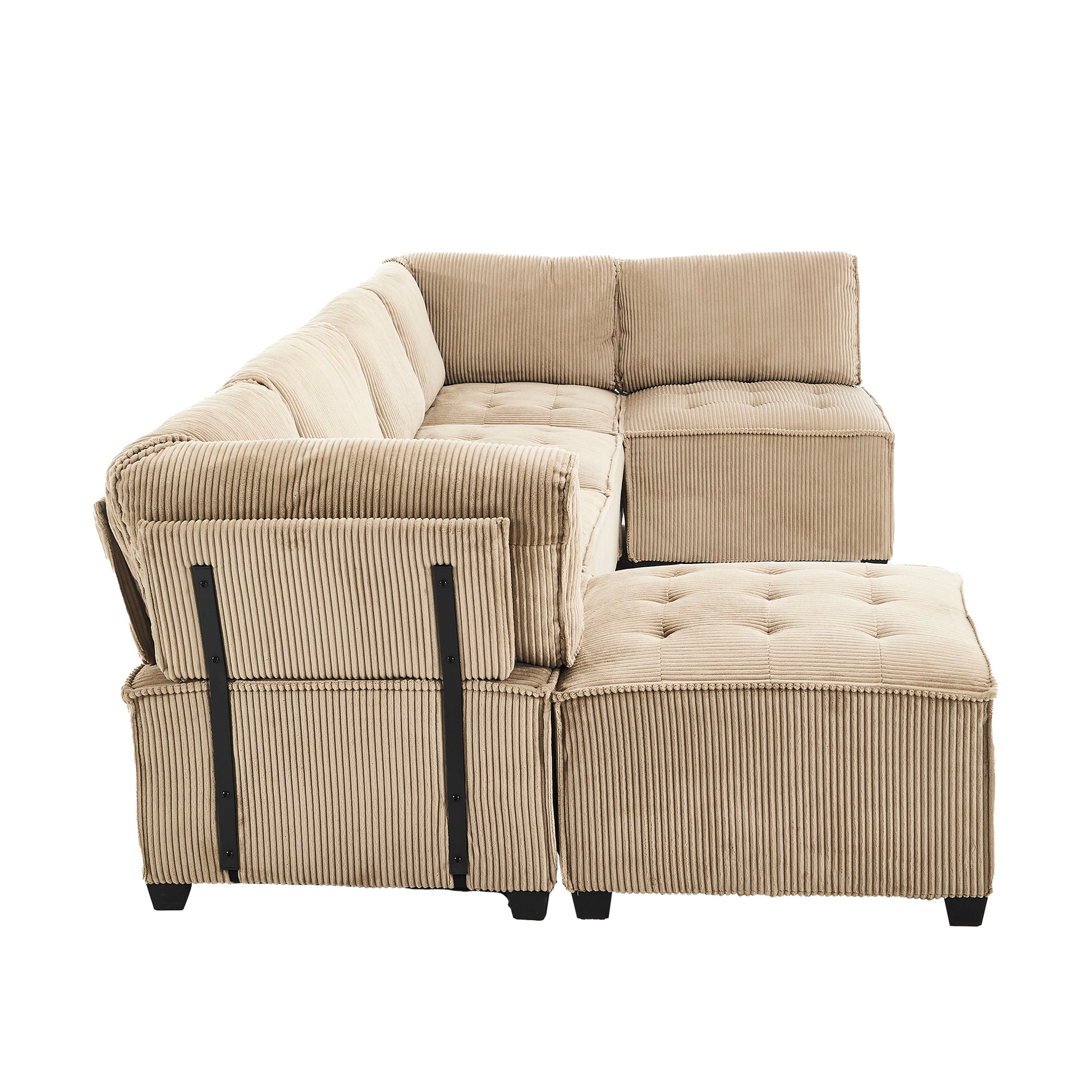 UNITED WE WIN Modular Sectional Sofa U Shaped Modular Couch with Reversible Chaise Modular Sofa Sectional Couch,6- Seat Convertible Sofa,Fit for Living Room-海智集-Default-