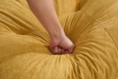 UNITED WE WIN Pelletized velvet U Shape Cloud Couch with 2 Ottomans,Free Combined 3 Seater Comfy Sofa with Bolster Armrest Pillows, sofa for Living Room-海智集-Default-