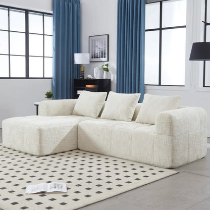 UNITED WE WIN 98.42-inch modular sectional sofa, modern modular L-shaped sofa with chaise longue, equipped with small side pockets and free of compression during installation.-海智集-Default-