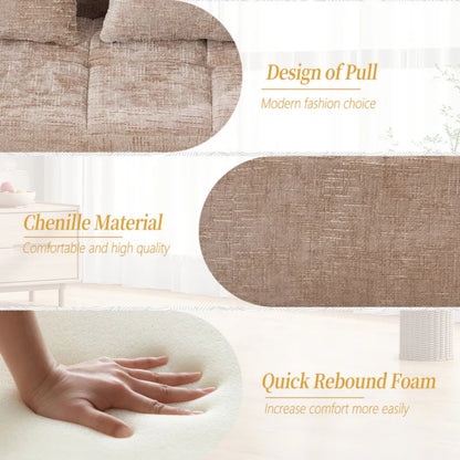 UNITED WE WIN Chenille, high quality sponge filling, solid wood frame, oversized four-seater, U-shaped combination sofa-海智集-Default-