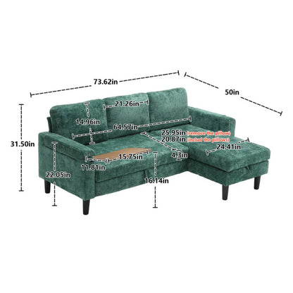 UNITED Sectional Sofa Reversible Sectional Sleeper Sectional Sofa with Storage Chaise-海智集-Default-