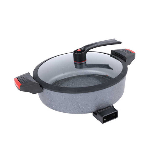 OEM Multifunctional Stainless Steel Tempered Glass Electric Hot Pot Non-Stick Cast Iron Stainle Wok PF Stamping for Household-海智集-