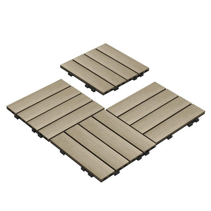 WPC Patio Deck Tiles Interlocking DIY Floor Tiles for Outdoor Quick Decking-海智集-