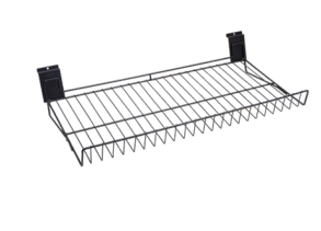 Supermarket shelf display groove board accessories storage wall clear plastic metal spray-painted grey hooks and hanging baskets-海智集-