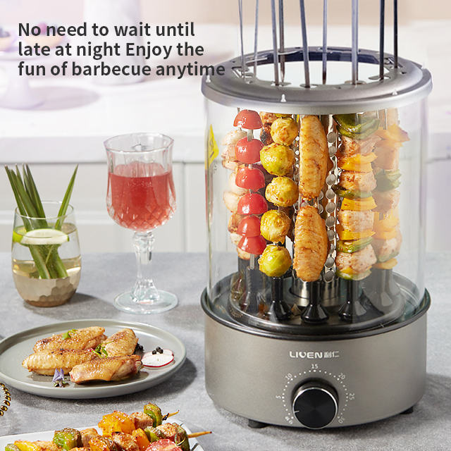 Wholesale Electric Chicken Vertical 360 degree Automatic rotation Kebab Barbecue Grill Machine For Sale-海智集-