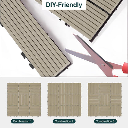 Waterproof Wood Flooring Interlocking WPC Deck Tiles for Patio Decor-海智集-