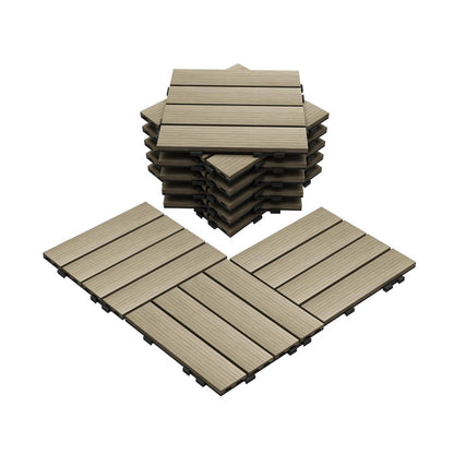 WPC Patio Deck Tiles Interlocking DIY Floor Tiles for Outdoor Quick Decking-海智集-