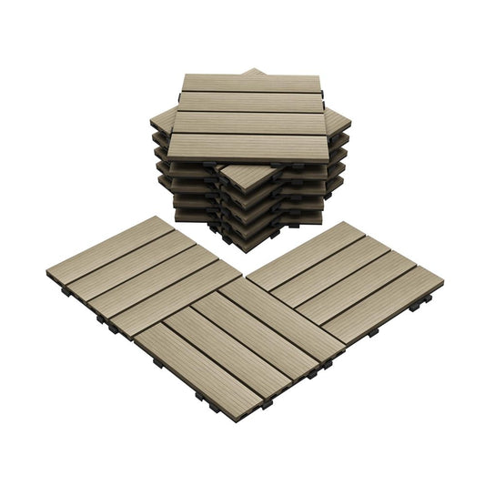WPC Patio Deck Tiles Interlocking DIY Floor Tiles for Outdoor Quick Decking-海智集-