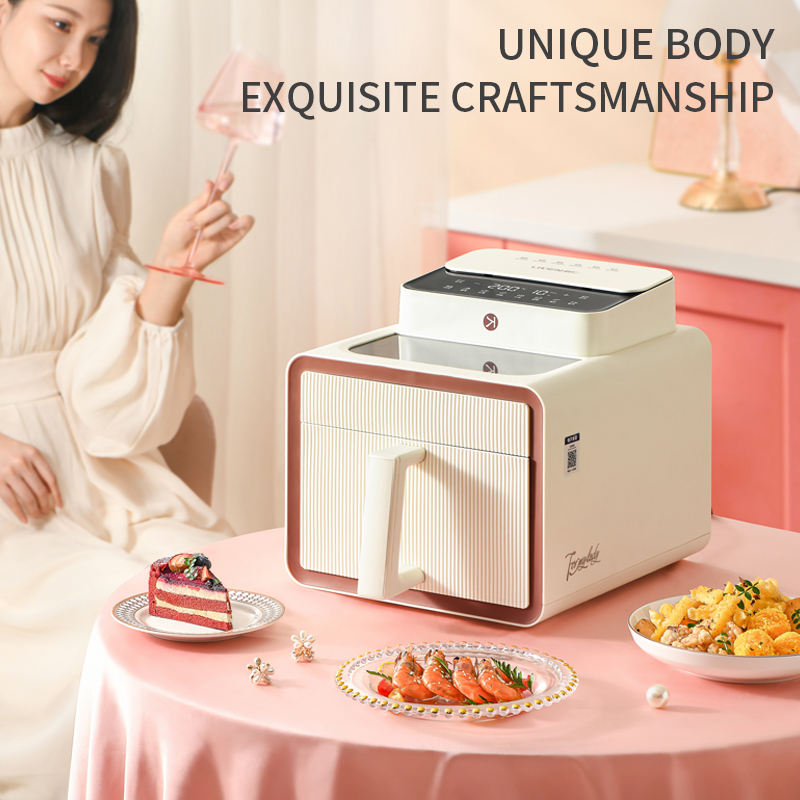 Hot Selling Factory Price Multi Electric Air Fryer Intelligent Menu Air Fryer Aluminum White Square PTFE Digital Control 1600-海智集-