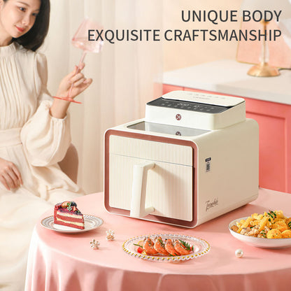 Hot Selling Factory Price Multi Electric Air Fryer Intelligent Menu Air Fryer Aluminum White Square PTFE Digital Control 1600-海智集-