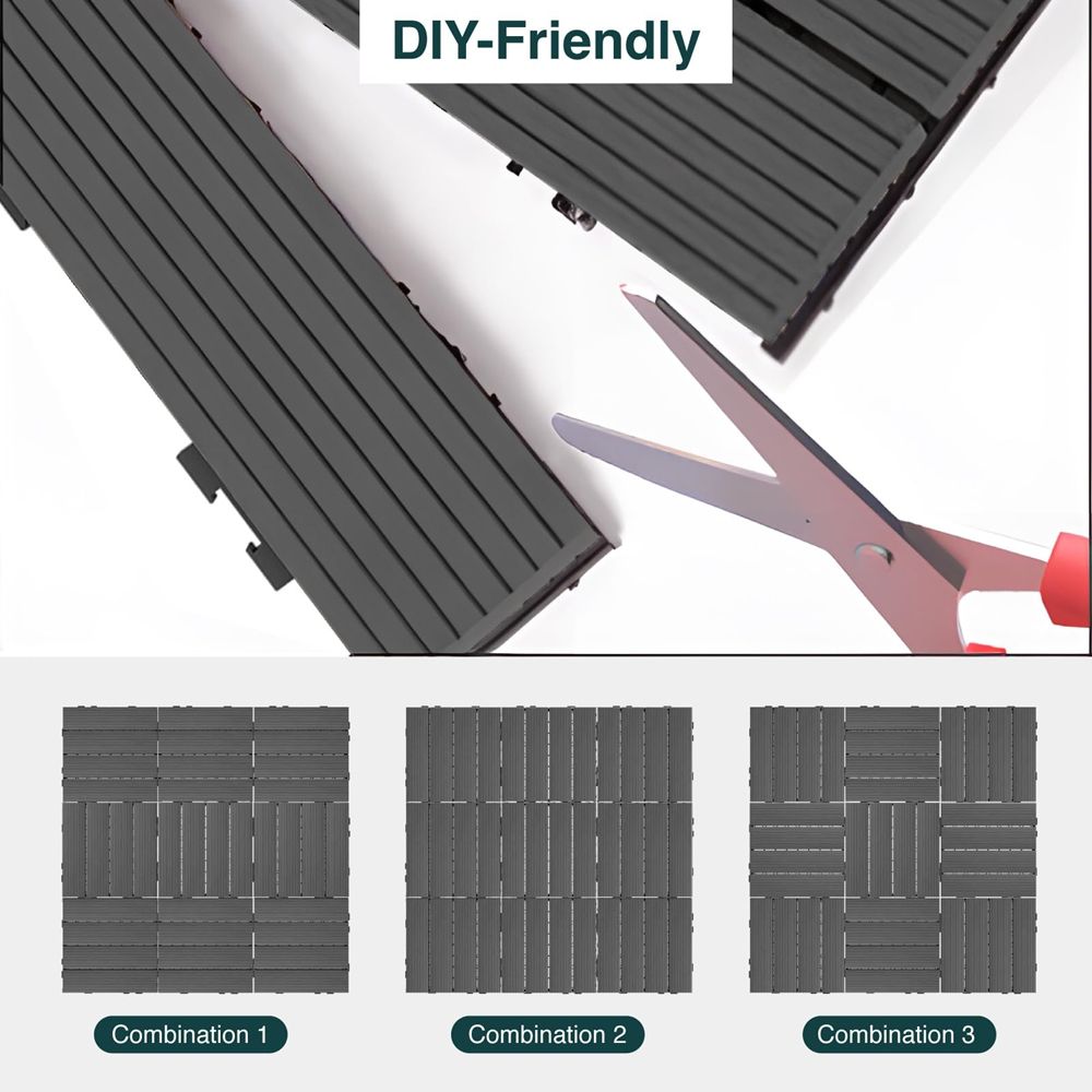 Interlocking Patio Deck Tiles Outdoor WPC Flooring for Garden Poolside Fir Wood Indoor Natural Wood-海智集-