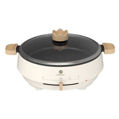 Kitchen Cooking Set 360 All-around Heating Fryer Electric Frying Pan Temperature Control White PTFE Non Stick Electric Hot Pot-海智集-