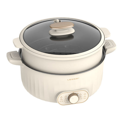 6L Portable Electric Skillet with Nonstick Coating Multi-Function Cooker for Stir Fry Steak Noodles steamer Electric Hot Pot-海智集-
