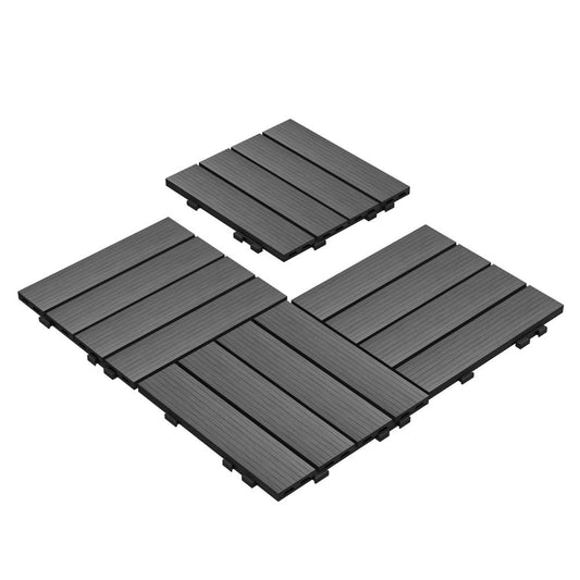 36 Pack Waterproof Outdoor WPC Flooring All Weather Use Patio Floor Decking Tiles for Porch Poolside Balcony Backyard-海智集-