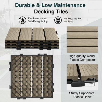 Waterproof Wood Flooring Interlocking WPC Deck Tiles for Patio Decor-海智集-