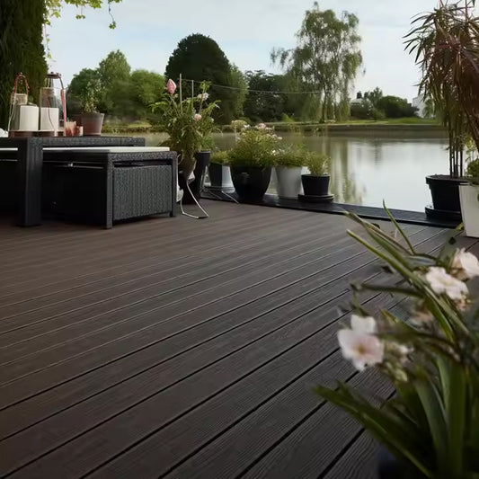 Eco-friendly Plastic PVC Outdoor Flooring Modern Interlocking Deck Tiles Panel Floor with Brushed Finish DIY WPC Decking-海智集-