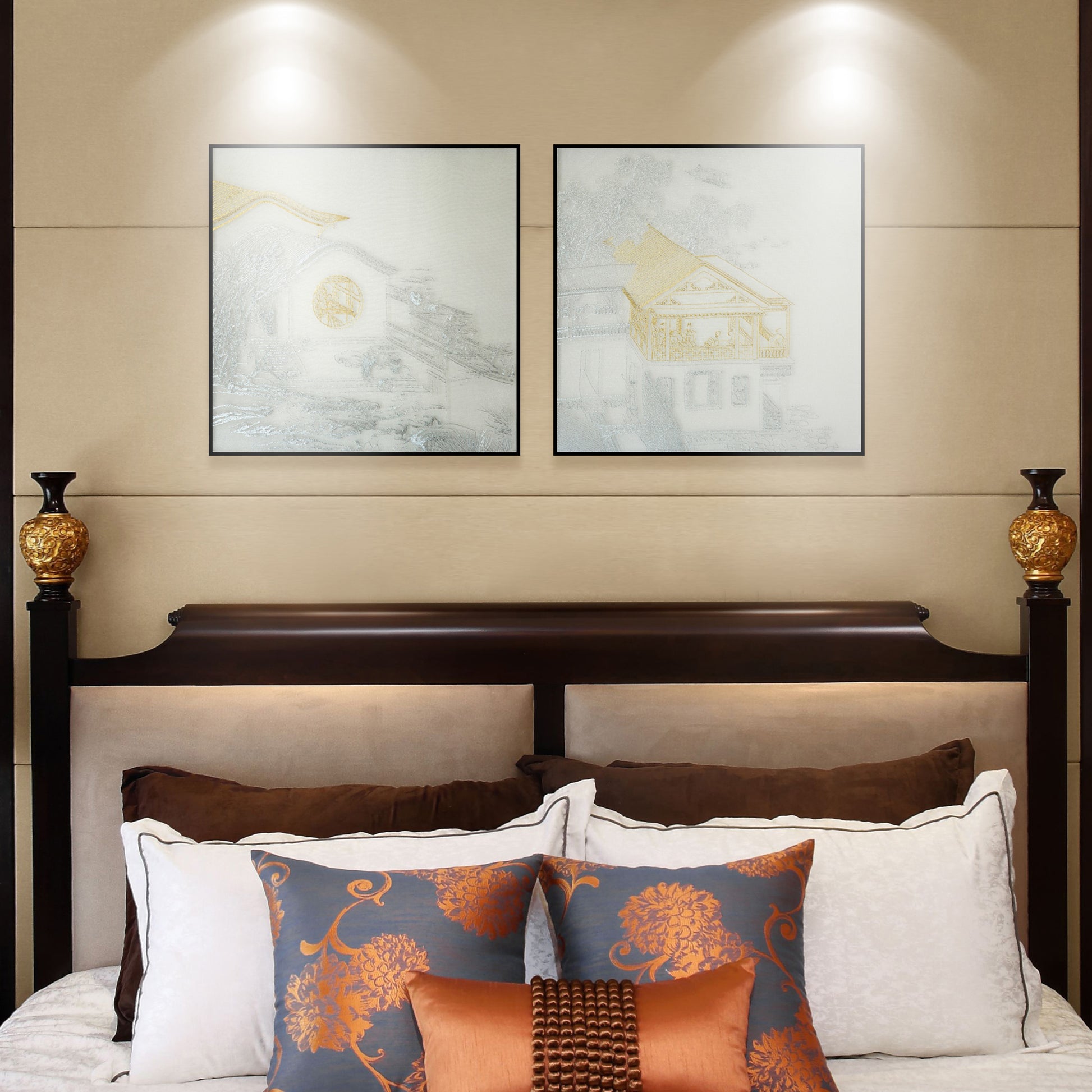 Bulk Order for Suzhou 3D Full-Embroidery Wall Art Featuring core 3D full-embroidery, high-quality materials & commercial standards. Ideal for hotel chains, enterprise groups, etc., for unified interior upgrades.Pavilion Three of Pavilions and Towers-海智集-