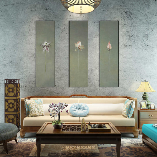 Bulk Order for Suzhou 3D Full-Embroidery Wall Art Featuring core 3D full-embroidery, high-quality materials & commercial standards. Ideal for hotel chains, enterprise groups, etc., for unified interior upgrades.Triple - panel Lotus Picture-海智集-