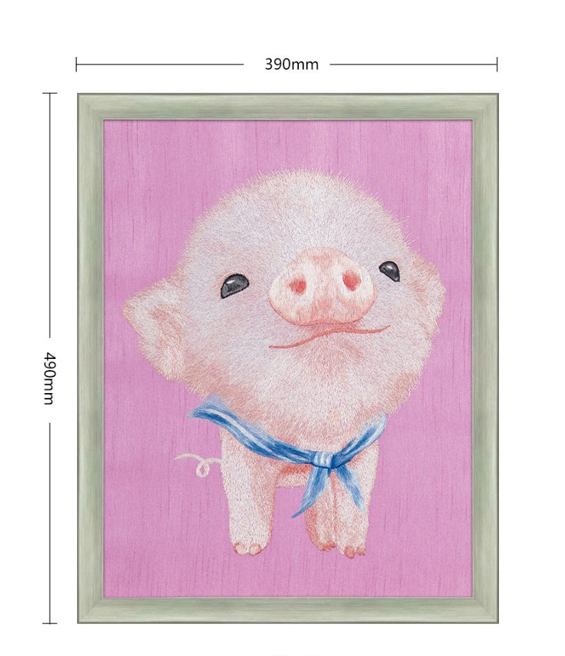 Bulk Order for Suzhou 3D Full-Embroidery Wall Art Featuring core 3D full-embroidery, high-quality materials & commercial standards. Ideal for hotel chains, enterprise groups, etc., for unified interior upgradesThree Cute Pets-PIG-海智集-
