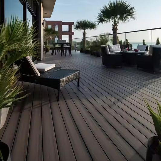 Modern Eco-friendly Recycled Outdoor Decking for Swimming Pools Waterproof Wood WPC Composite Co-extrusion Nature Brushed-海智集-