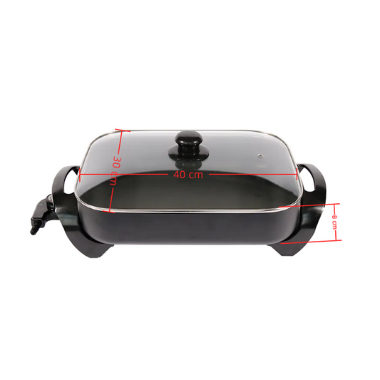 Best Popular 1500W Electric Frying Pan Smokeless Aluminum Non-Stick Glass Lid for Household Use US Plug 4L-6L PTFE Coating-海智集-