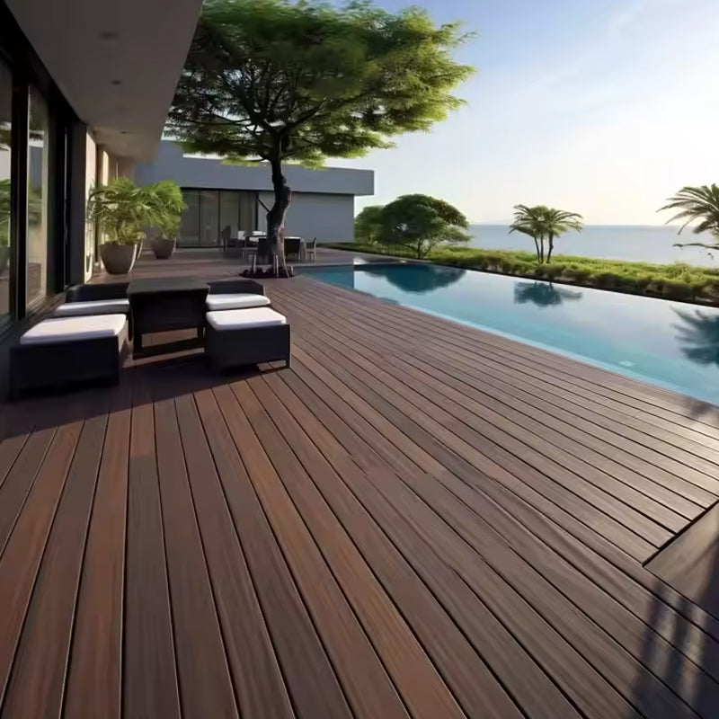 Smooth Waterproof Swimming Pool WPC Decking Wood Plastic Terrace Flooring Outdoor Tiles for Exterior-海智集-