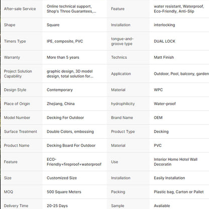 Waterproof Outdoor Floor WPC Decking Decking Prices Wpc Decking Floor-海智集-