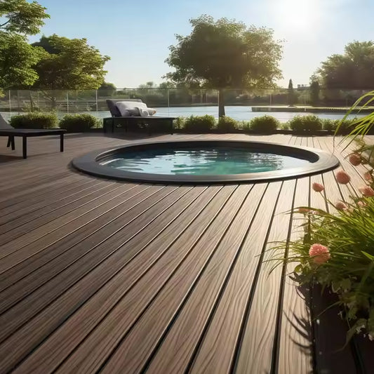 Factory Direct Contemporary Design Extruded WPC Decking Wood Plastic Composite PVC Outdoor Flooring Tiles-海智集-