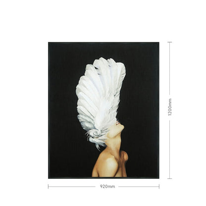 Commercial Suzhou Full Embroidery — framed, simulated silk, soft luster. Dual craftsmanship. Wholesale for decor firms, commercial use; home use too. Art decor for hotels, offices, residences.Angel Wings 2-海智集-