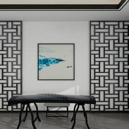 Commercial Suzhou Full Embroidery — framed, simulated silk, soft luster. Dual craftsmanship. Wholesale for decor firms, commercial use; home use too. Art decor for hotels, offices, residences.Between Water and Clouds-海智集-