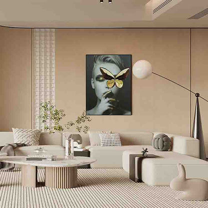 Commercial Suzhou Full Embroidery — framed, simulated silk, soft luster. Dual craftsmanship. Wholesale for decor firms, commercial use; home use too. Art decor for hotels, offices, residences.Butterfly Woman Three-海智集-