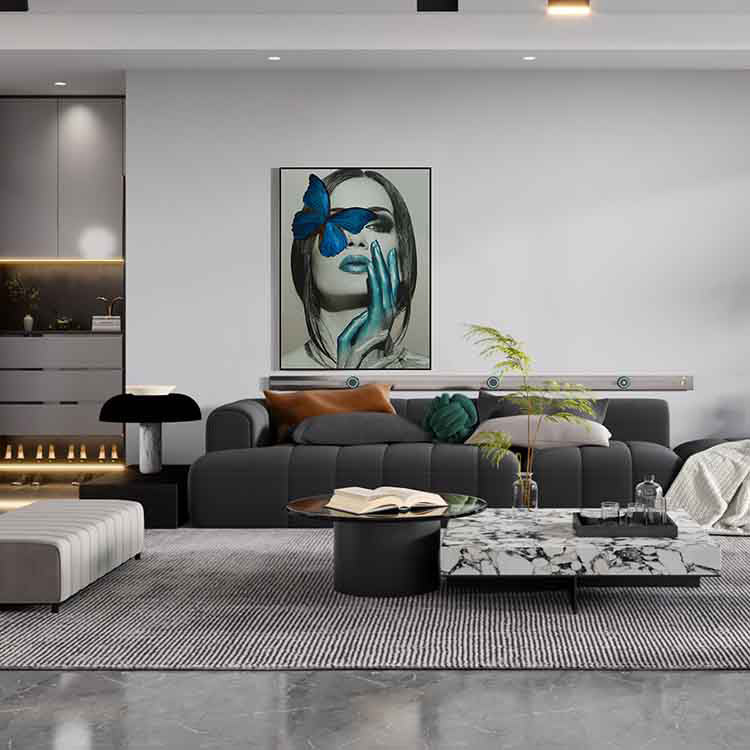 Commercial Suzhou Full Embroidery — framed, simulated silk, soft luster. Dual craftsmanship. Wholesale for decor firms, commercial use; home use too. Art decor for hotels, offices, residences.Butterfly Woman Two-海智集-