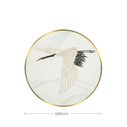 Commercial Suzhou Full Embroidery — framed, simulated silk, soft luster. Dual craftsmanship. Wholesale for decor firms, commercial use; home use too. Art decor for hotels, offices, residences.Cranes-海智集-