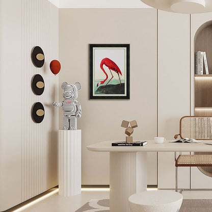 Commercial Suzhou Full Embroidery — framed, simulated silk, soft luster. Dual craftsmanship. Wholesale for decor firms, commercial use; home use too. Art decor for hotels, offices, residences.Flamingo Three-海智集-